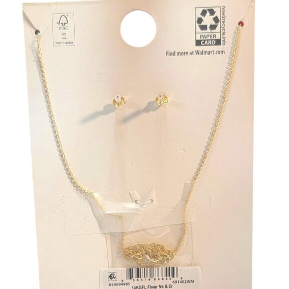 Believe in BRILLIANCE 14kt gold flash Plated Cubic Zirconia Necklace and Earring - Picture 1 of 5
